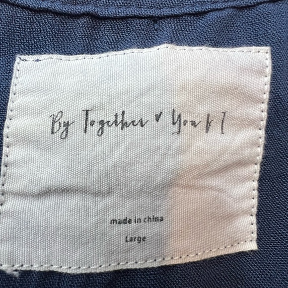 By Together You and I Navy Blue Flowy Tshirt Dress Lace up Tie Front Size L - Picture 6 of 7